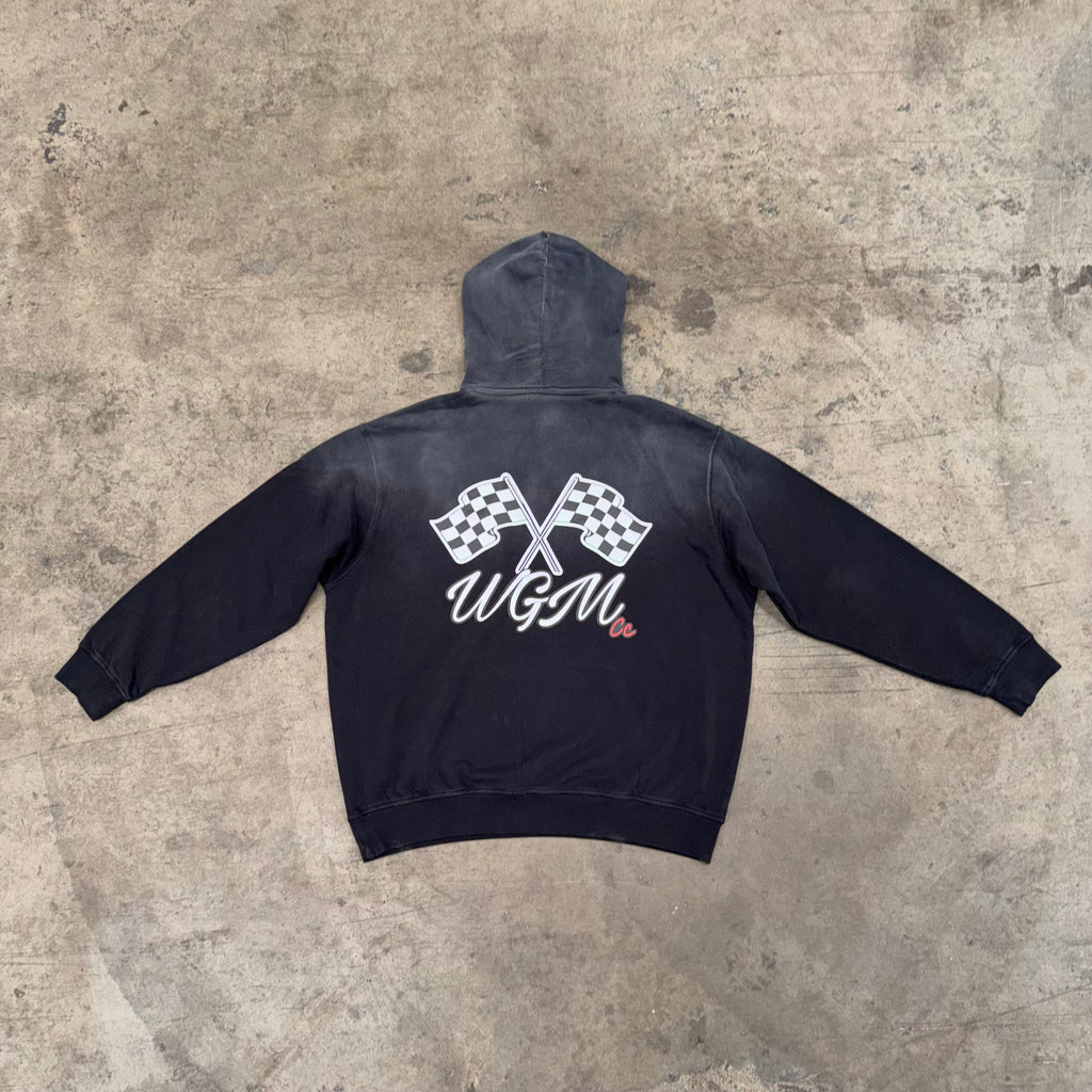 checkered flag Heavyweight Sunfade Oversized Hoodie