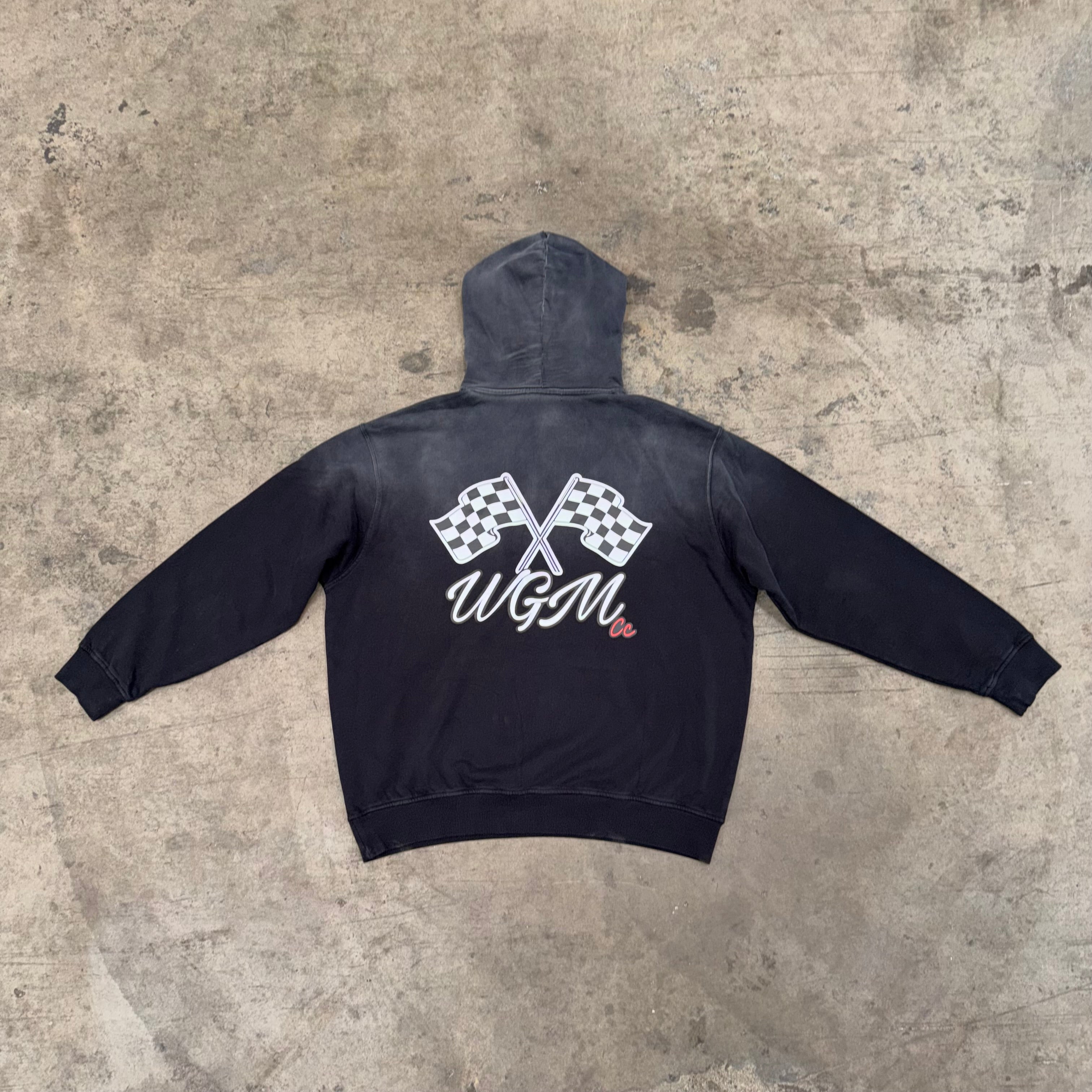 checkered flag Heavyweight Sunfade Oversized Hoodie