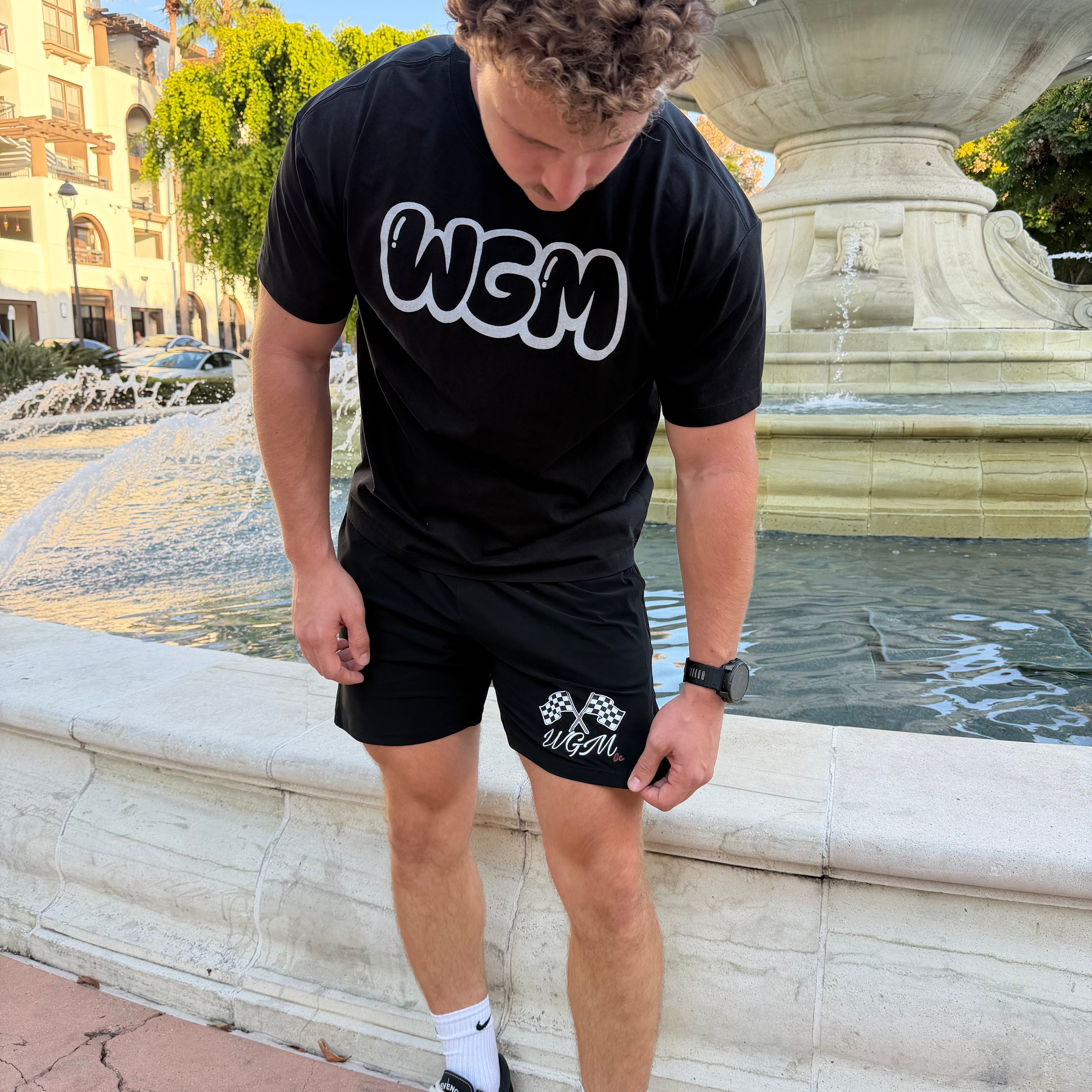 checkered flag Drawstring Shorts